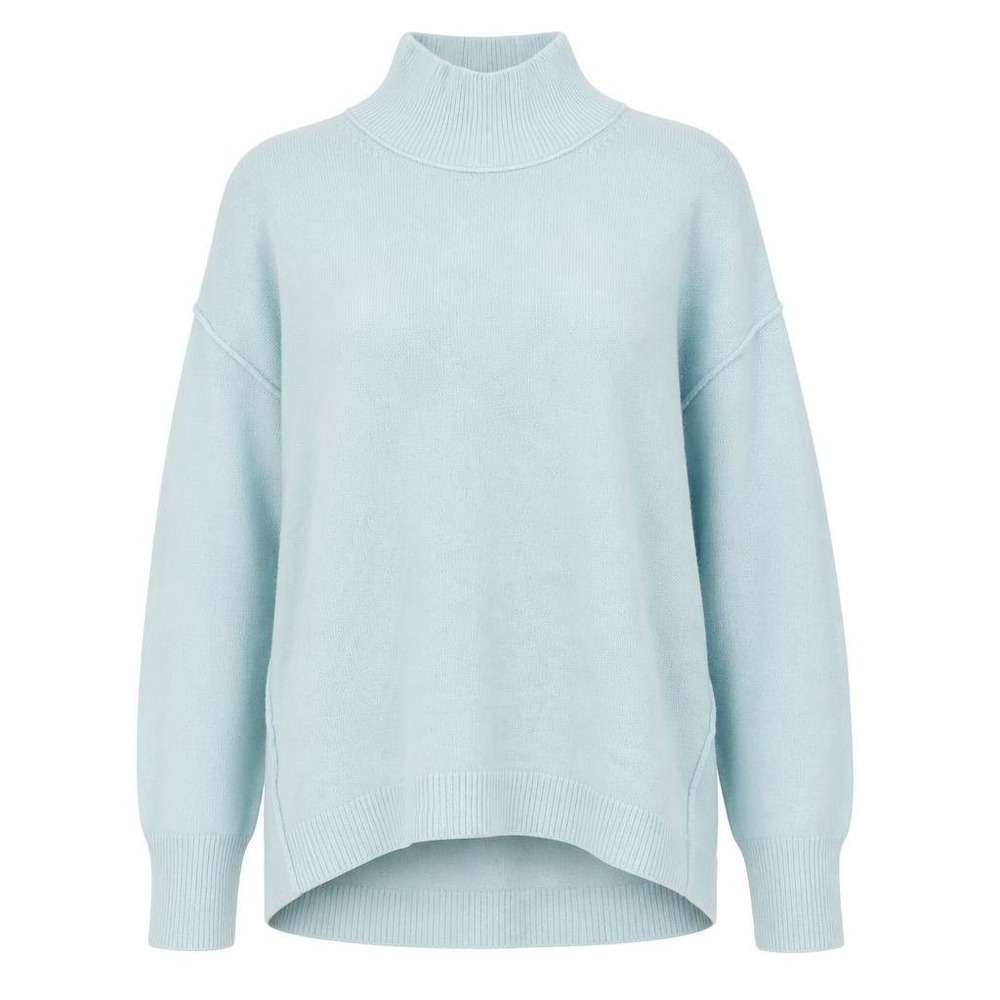 Free People Sweater Womens S Afterglow Mock Neck Blue Wool Oversized Boxy Boho